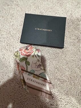 Strathberry Silk Skinny Scarf - 
Floral Watercolour Print